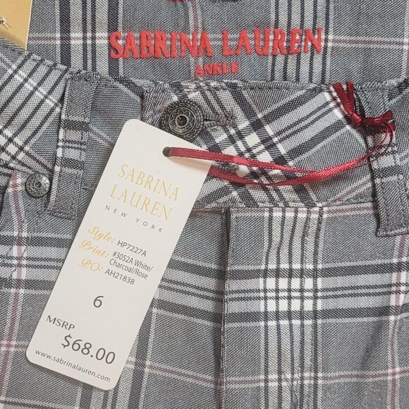 Sabrina Lauren Dress Pants Ankle Cut White/Charcoal Rose color size 6 - Picture 2 of 6